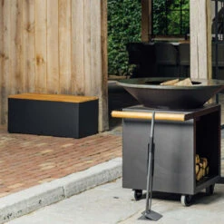 Banc Acier Laqué Noir Et Bois De Teck - Ofyr 8 Banc Acier Laqué Noir Et Bois De Teck - Ofyr -Barbecue Boutique banc noir teck 2020000022336 2