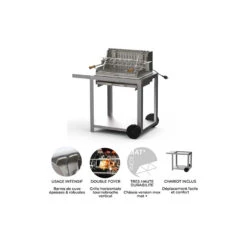 Barbecue Charbon Mendy Inox Marin + Chariot Inox + Tournebroche - Le Marquier -Barbecue Boutique mendy inox sur chariot le marquier 3339380167155 4