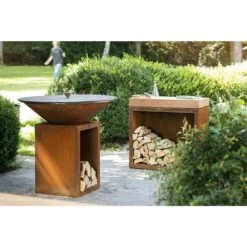 Billot Corten Et Bois De Teck 90 Cm - Ofyr 8 Billot Corten Et Bois De Teck 90 Cm - Ofyr -Barbecue Boutique ofyr billot range bois 90 cm 7430440799784 2