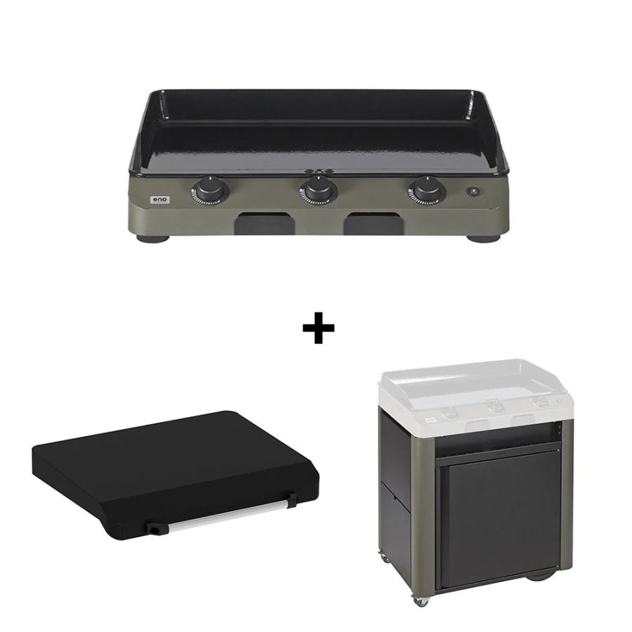 Pack Plancha Gaz Fusion 75 Acier + Chariot + Capot - ENO 3 Pack Plancha Gaz Fusion 75 Acier + Chariot + Capot - ENO